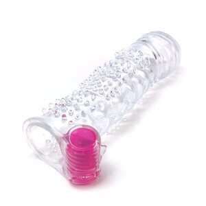 A-Gusto Vibrating Textured Penis Sleeve – With Clitoral Stimulator