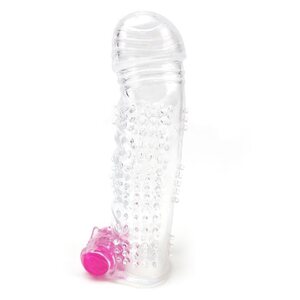 A-Gusto Vibrating Textured Penis Sleeve – With Clitoral Stimulator