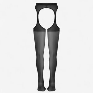 Cottelli Legwear Mustat Haarattomat Suspender Sukkahousut 20 den – Avomalli Takasaumalla