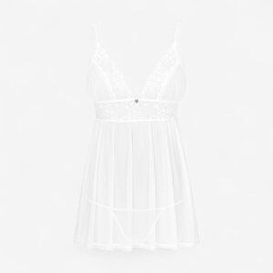 Obsessive Lingerie Heavenlly Babydoll White – Sheer Lace Babydoll & Thong
