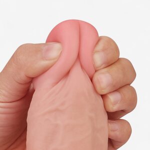 Lovetoy Realistinen taipuisa imukuppidildo 24,5 cm – Dual-Density, kiveksillä (Ø 4,4 cm)