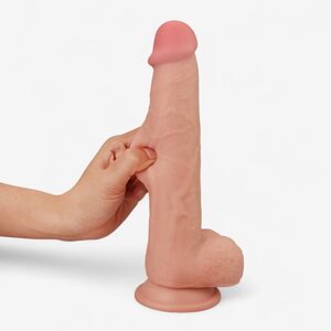 Lovetoy Realistinen taipuisa imukuppidildo 24,5 cm – Dual-Density, kiveksillä (Ø 4,4 cm)