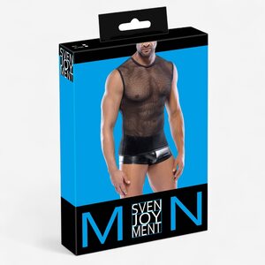 Svenjoyment Miesten Verkkopaita – Rohkea Musta Mesh-Paita Lihaksia Korostava