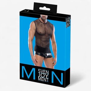 Svenjoyment Men’s Mesh Shirt – Black Stretch Net Top for Bold Style