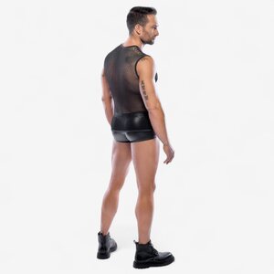 Svenjoyment Men’s Mesh Shirt – Black Stretch Net Top for Bold Style
