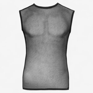 Svenjoyment Men’s Mesh Shirt – Black Stretch Net Top for Bold Style