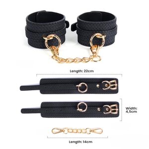 LateToBed Wrist Cuffs with Golden Chain – Elegant BDSM Design