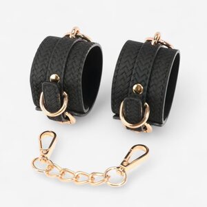 LateToBed Weaving Pattern Ankle Cuffs – Golden Chain & Luxurious BDSM Design