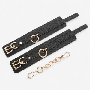 LateToBed Weaving Pattern Ankle Cuffs – Golden Chain & Luxurious BDSM Design