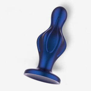 Toy Joy Buttocks The Batter – metallinhohtoinen silikoninen anaalitappi 12 cm (Ø 4,5 cm), sininen