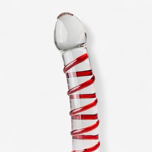 GILDO No. 15 – Red Spiral Glass Dildo 17.5 cm, Curved & Flat Base