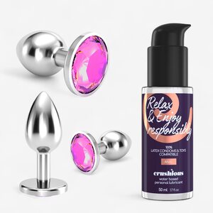 Crushious Bijou Pink Anal Plug Set – 3 Sizes + Lubricant