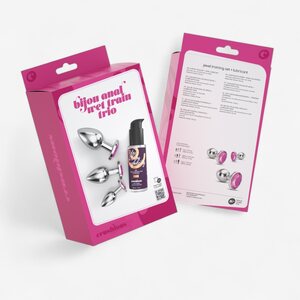Crushious Bijou Pink Anal Plug Set – 3 Sizes + Lubricant