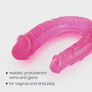 Crushious Deep Diver Duo – Tupladildo 27 cm + Anal-liukuvoide 50 ml (Pinkki/Violetti)