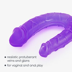 Crushious Deep Diver Duo – Tupladildo 27 cm + Anal-liukuvoide 50 ml (Pinkki/Violetti)
