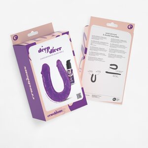 Crushious Deep Diver Duo – Tupladildo 27 cm + Anal-liukuvoide 50 ml (Pinkki/Violetti)