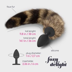 Crushious Foxy Delight Tail Anal Plug – Silicone, Faux-Fur 30 cm (Beginner, Ø 2.7 cm / 6 cm)