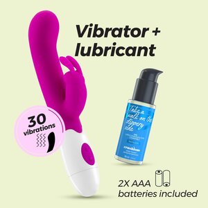 Crushious Jigglie – Rabbit Vibrator with 30 Modes + Water-Based Lubricant & Free Batteries