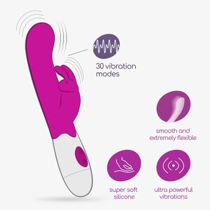 Crushious Jigglie – Rabbit Vibrator with 30 Modes + Water-Based Lubricant & Free Batteries