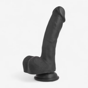 Obsidian Curve – Silicone Suction Cup Dildo 18 cm, realistic & harness-compatible