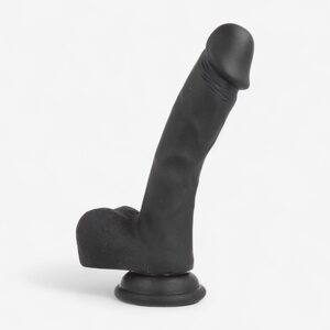 Obsidian Curve – Silicone Suction Cup Dildo 18 cm, realistic & harness-compatible