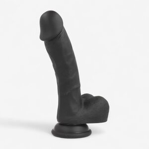 Obsidian Curve – Silicone Suction Cup Dildo 18 cm, realistic & harness-compatible