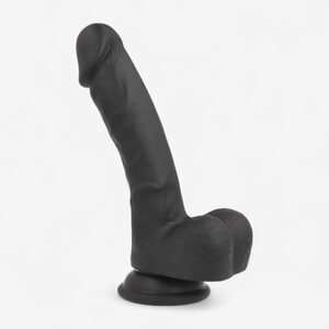 Obsidian Curve – Silicone Suction Cup Dildo 18 cm, realistic & harness-compatible
