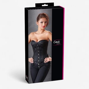 Cottelli Party Black Jacquard Overbust Corset – Front Busk & Back Lacing