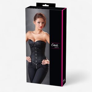 Cottelli Party Black Jacquard Overbust Corset – Front Busk & Back Lacing