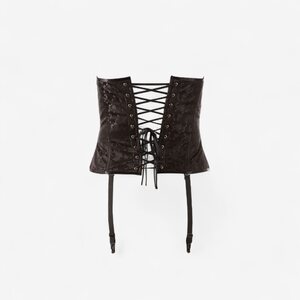 Cottelli Party Black Jacquard Overbust Corset – Front Busk & Back Lacing
