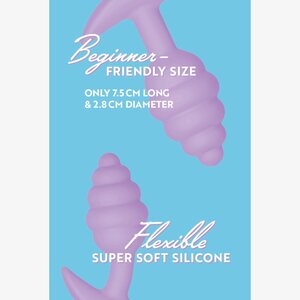 Cuties Mini Butt Plug for Beginners – Spiral Silicone 7.5 cm (Purple)