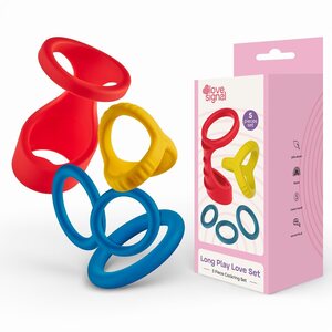 Love Signal Long Play Love Set – 5-osainen Silikoninen Penisrengas Setti