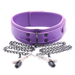 DISCOUNT Tease & Control Collar – Nänninipistin Setti Ketjuilla Purppura