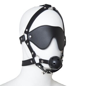 DISCOUNT Total Surrender Harness – Lukittava Gag & Blindfold Control System Musta