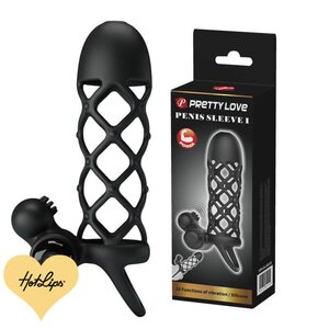 Penis Sleeve Silikonia Musta Moottorilla