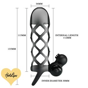 Penis Sleeve Silikonia Musta Moottorilla