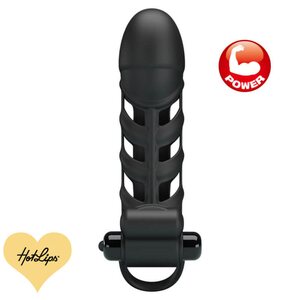 Penis Sleeve Silikonia Moottorilla Musta