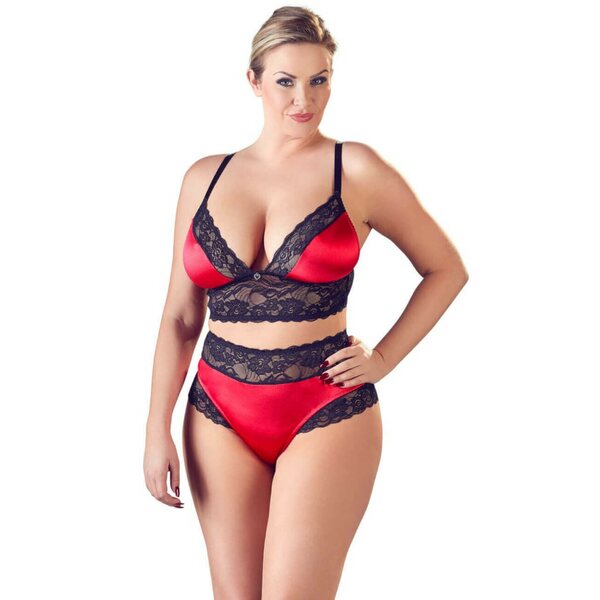 Cottelli Lingerie Sheryl Alusasu 2 osainen Punamusta