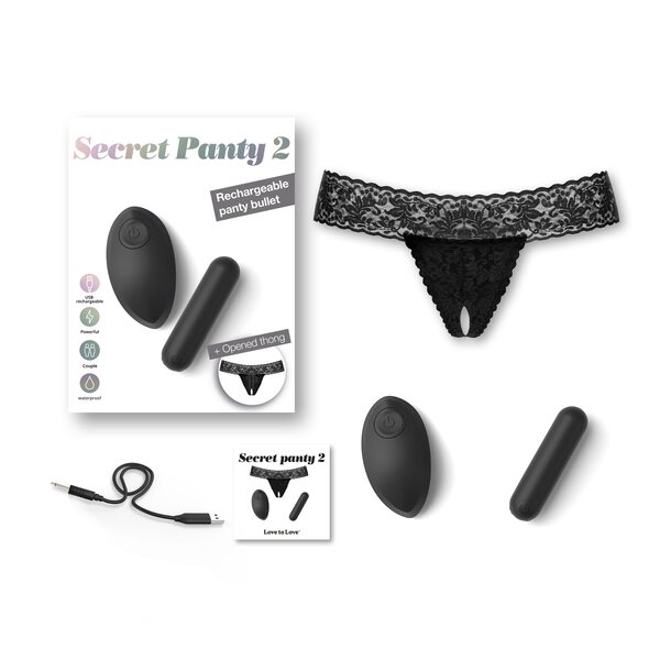 Love To Love Secret Panty 2 Vibraattori ja thongs