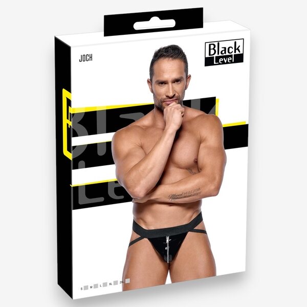 Black Level Men's Shiny Jocks With Zipper