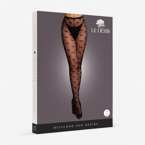 Le Desir Heart Patterned Tights - One Size XS-XL