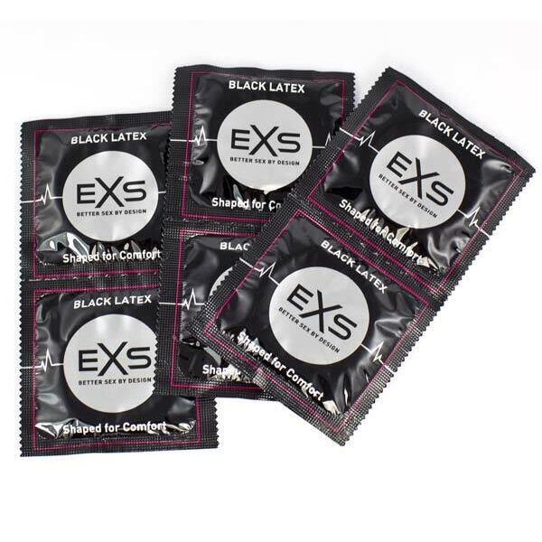 EXS Condoms Black Fantasy Mustat Kondomit 90kpl