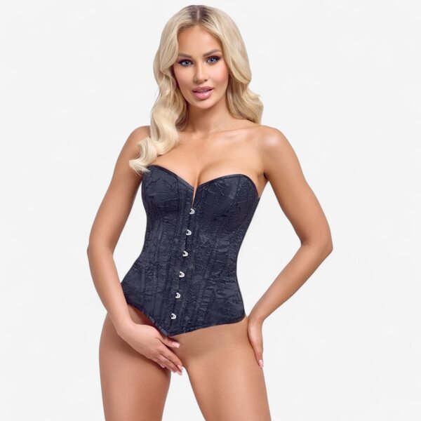 Cottelli Party Strapless Black Corset – Sexy Shaping Party Corset with Garter Straps
