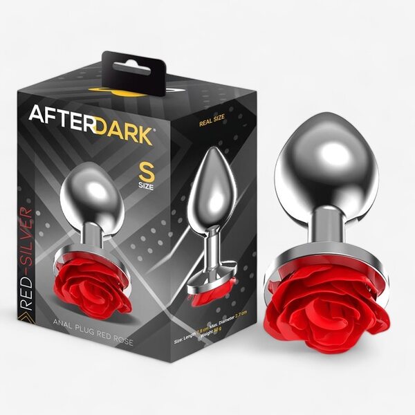 Afterdark Anal Plug Red Rose Silver