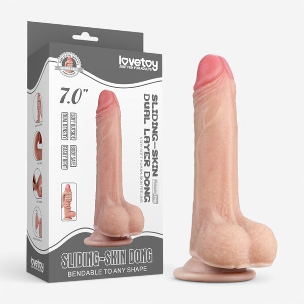 Lovetoy Dildo Sliding Skin Dual Layer Dong 17 cm