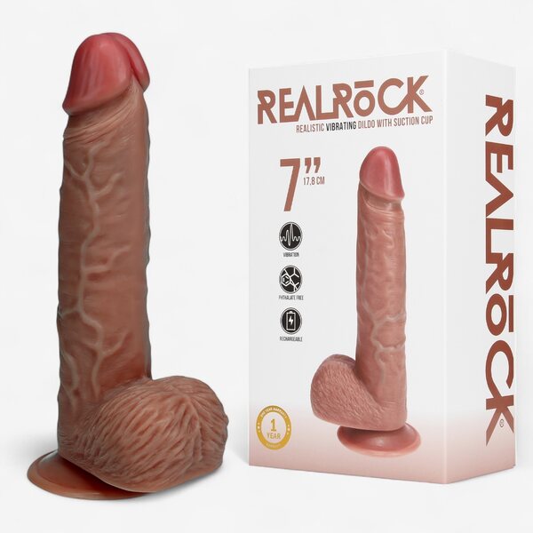 Real Rock Vibrating Realistic Dildo 18 cm – Suction Cup & Harness Compatible