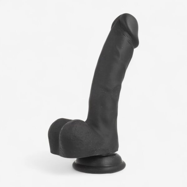 Obsidian Curve – Silicone Suction Cup Dildo 18 cm, realistic & harness-compatible