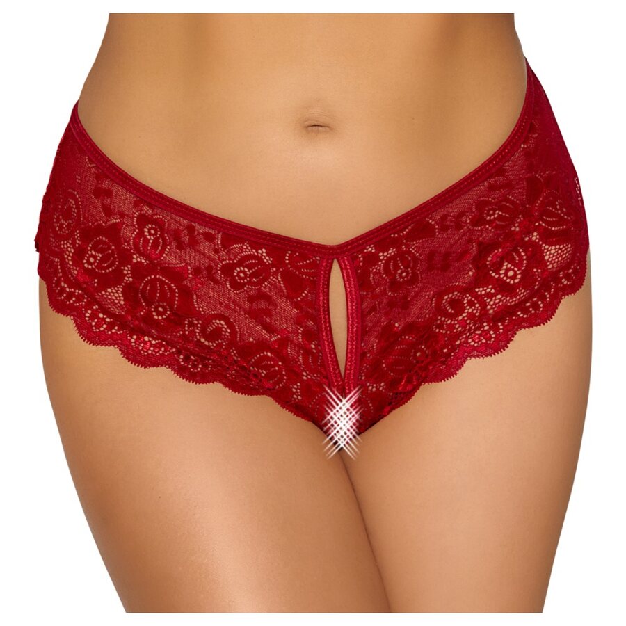 Cottelli Lingerie Punaiset Seksikkt Pitsiset Avopikkuhousut
