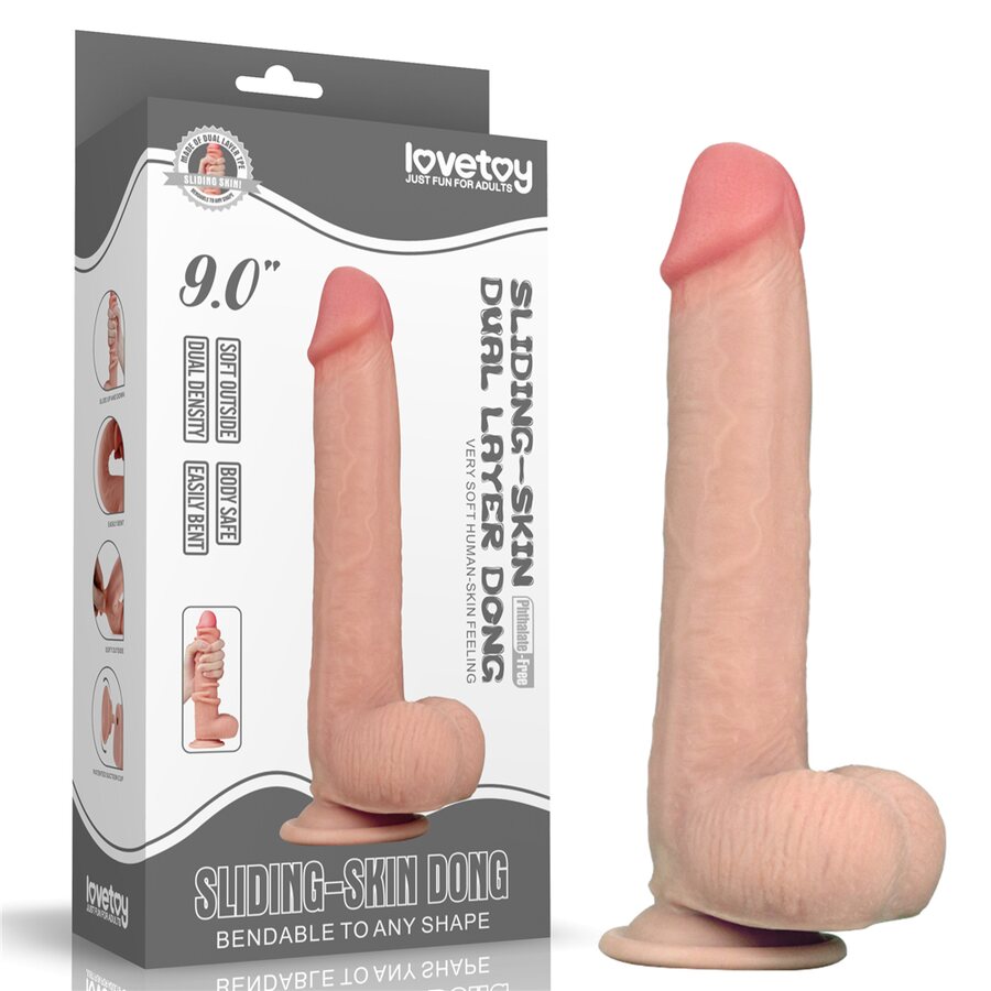 Lovetoy Dildo Sliding Skin Dual Layer Dong 23 cm