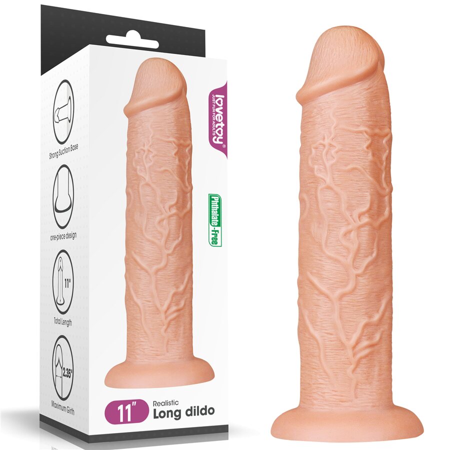 Realistinen Jättidildo Imukupilla – Taipuisa ja Vaalea PVC 28 cm